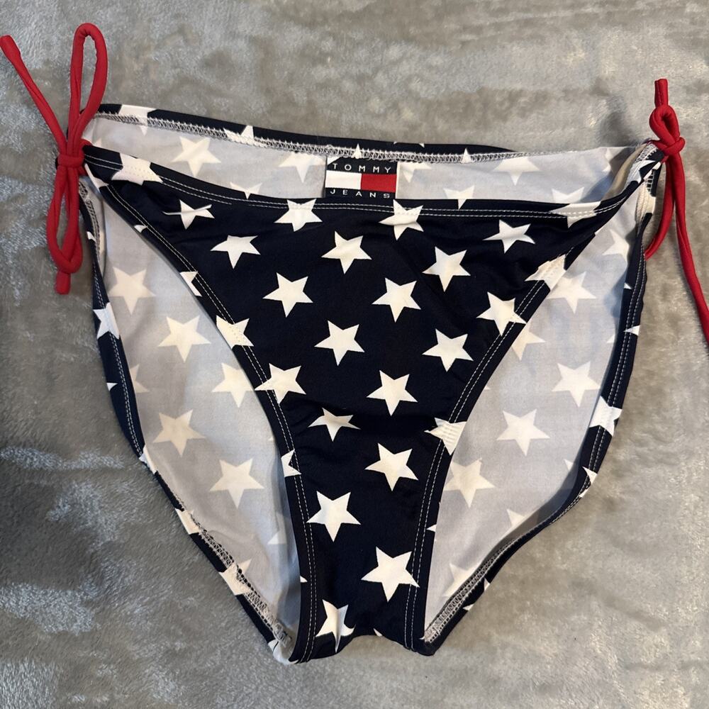 Tommy Hilfiger Womens String Bikini Bottoms Stars Stripes American USA Large